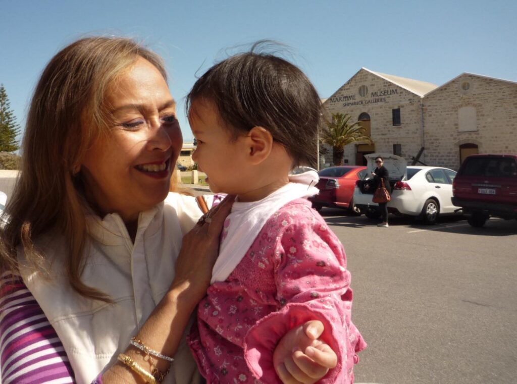 Granddaughter smiling